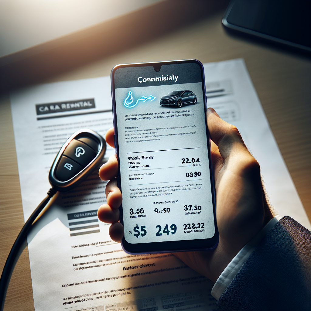 Contrat de location VTC affiché sur smartphone avec clé de voiture