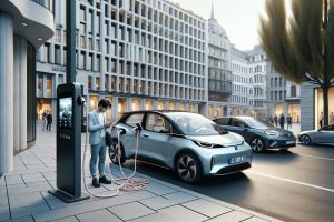 MG4 EV en recharge rapide en ville moderne