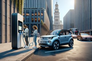 Suzuki eVitara électrique en recharge sur borne moderne